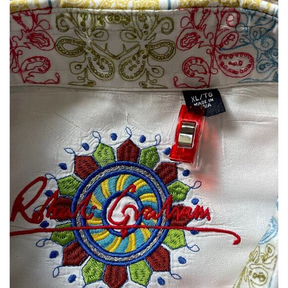 Robert Grahams Men’s Aztec Button Up Shirt Embroidered XL Flip Cuff Multicolor - Picture 11 of 16